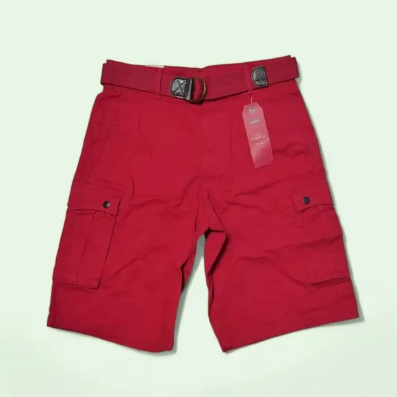 Levi's Snap Cargo Shorts Mens Size 30 Scooter Red Micro Dobby Stretch Canvas NWT