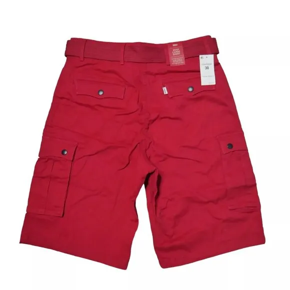 Levi's Snap Cargo Shorts Mens Size 30 Scooter Red Micro Dobby Stretch Canvas NWT