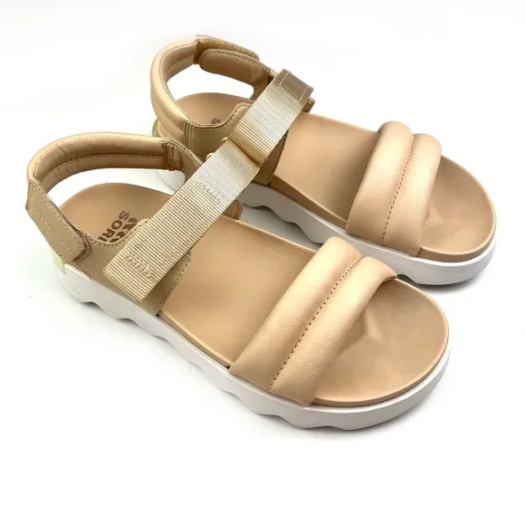 Like new Sorel Viibe Platform Sandals Nova Sand Natural Nude size 8.5