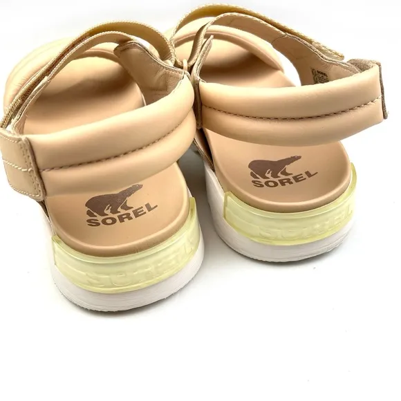 Like new Sorel Viibe Platform Sandals Nova Sand Natural Nude size 8.5