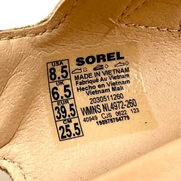 Like new Sorel Viibe Platform Sandals Nova Sand Natural Nude size 8.5