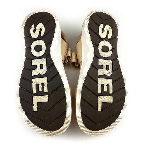 Like new Sorel Viibe Platform Sandals Nova Sand Natural Nude size 8.5