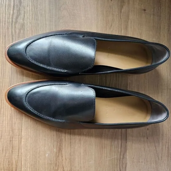 LIKE NEW EVERLANE BLACK LEATHER POINTY LOAFERS SIZE 11 WOMENS