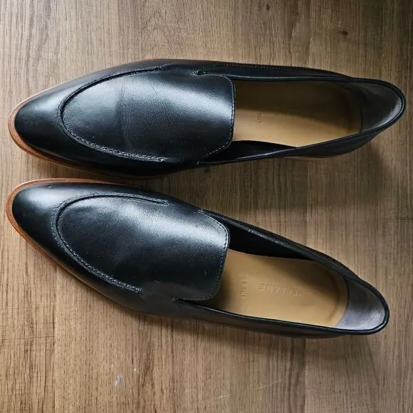 LIKE NEW EVERLANE BLACK LEATHER POINTY LOAFERS SIZE 11 WOMENS