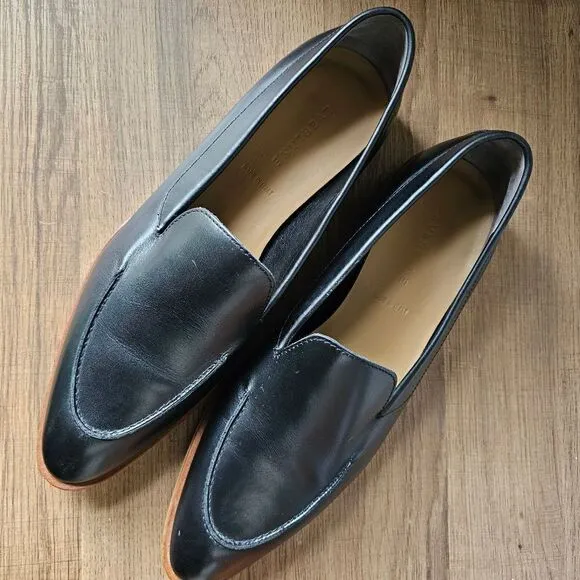 LIKE NEW EVERLANE BLACK LEATHER POINTY LOAFERS SIZE 11 WOMENS