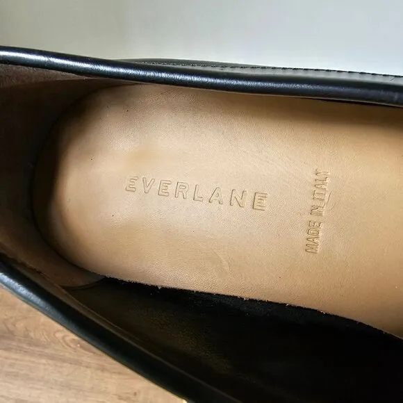 LIKE NEW EVERLANE BLACK LEATHER POINTY LOAFERS SIZE 11 WOMENS
