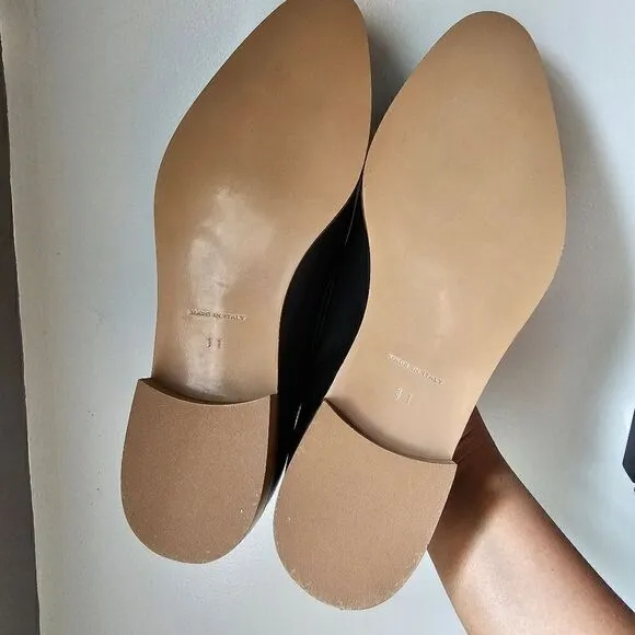 LIKE NEW EVERLANE BLACK LEATHER POINTY LOAFERS SIZE 11 WOMENS