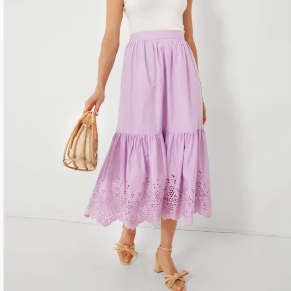 Lilac Eyelet Linnea Maxi SkirtENGLISH FACTORY