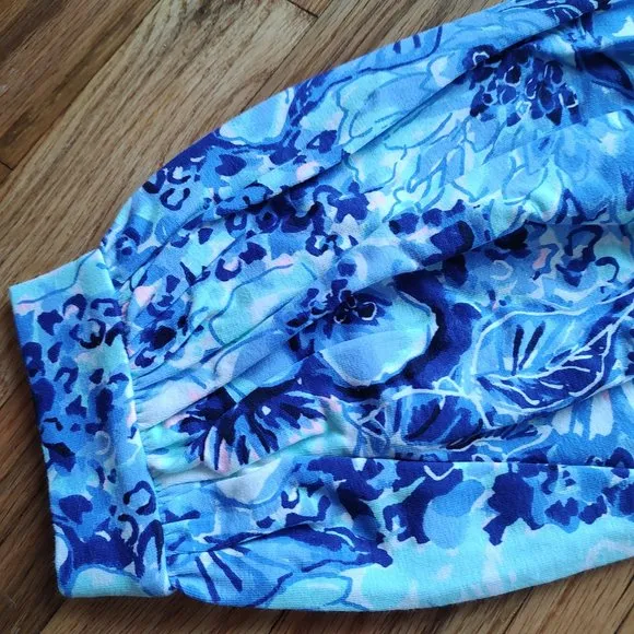 Lilly Pulitzer Bartlett Sweatshirt Dress Coastal Blue Catch Knee White Pink S