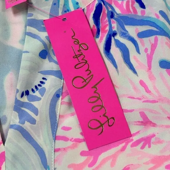 Lilly Pulitzer Eleanora Silk Dress Kaleidoscope Coral