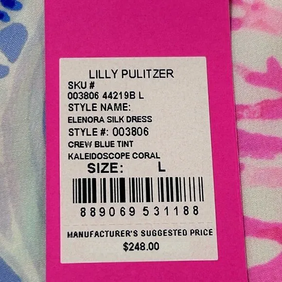 Lilly Pulitzer Eleanora Silk Dress Kaleidoscope Coral
