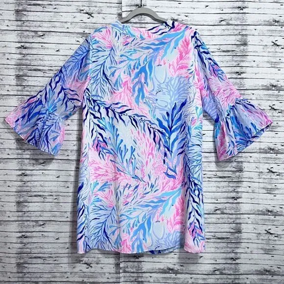 Lilly Pulitzer Eleanora Silk Dress Kaleidoscope Coral