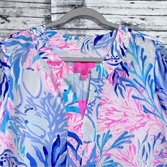 Lilly Pulitzer Eleanora Silk Dress Kaleidoscope Coral