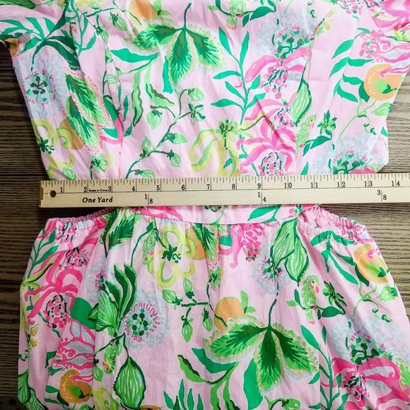 Lilly Pulitzer Lyssa Midi Dress Puff Sleeve Floral Pink Green Tiered Cutout 4