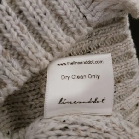 Line &amp;‎ Dot Daria Fringe Trim Mini Sweater Dress, Size Large in Ivory