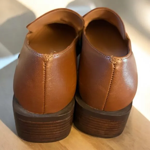LINEA Paolo CHRYSTIE Chain Keeper Loafers in Cognac Leather Size 9