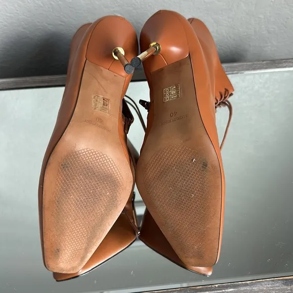l'intervalle ankle boots w/gold accent high heels in chestnut nubuck 40/ US 9