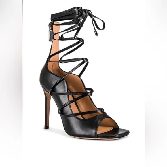 Lita by Ciara leather Strappy Heeled‎ sandals stilleto lace up 4”heels black