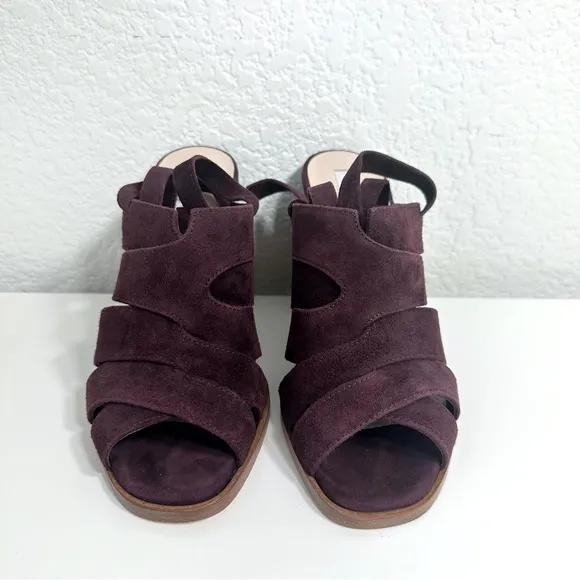 LK Bennett Seline Suede Ankle Wrap Sandals Burgundy Damson 37