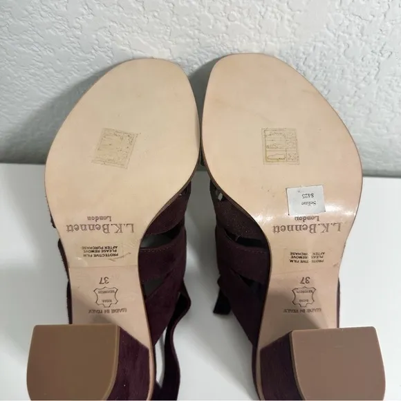 LK Bennett Seline Suede Ankle Wrap Sandals Burgundy Damson 37