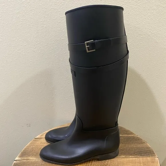 L.K.Bennet black knee high rain boots size 38 (7)