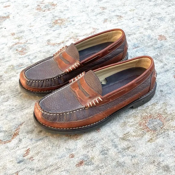 L.L. Bean Alagash Bison Mens 2-Tone Penny Loafers Sz 9.5EE