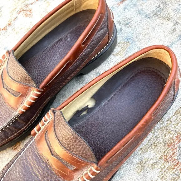 L.L. Bean Alagash Bison Mens 2-Tone Penny Loafers Sz 9.5EE
