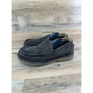 LL BEAN Brown Suede Leather Slip On Loafers Shoes Size Men's 10D Crepe S…