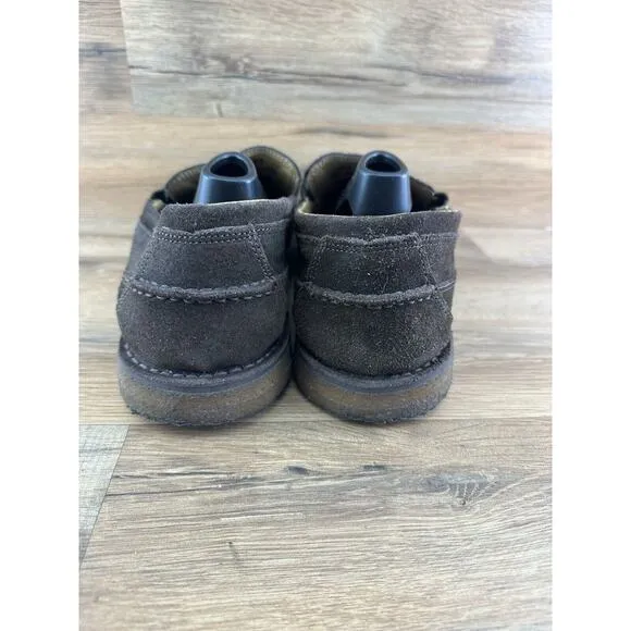 LL BEAN Brown Suede Leather Slip On Loafers Shoes Size Men's 10D Crepe S…