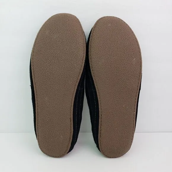 LL Bean Hearthside Womens Size 11 Black Suede Slip On Ballet Flats Slippers Shoe