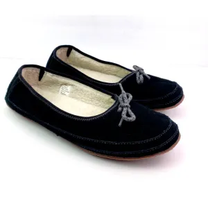 LL Bean Hearthside Womens Size 11 Black Suede Slip On Ballet Flats Slippers Shoe