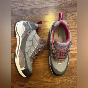 L.L. Bean Tek 2.5 Vertigrip Waterproof Hiking Shoes Boots Gray Magenta 7 EUC