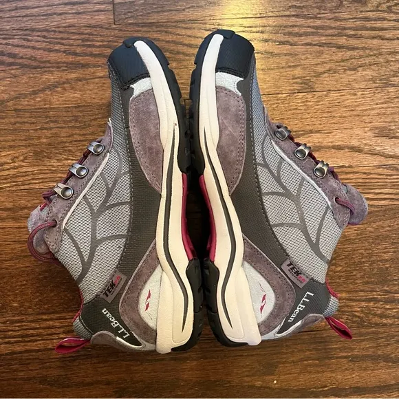 L.L. Bean Tek 2.5 Vertigrip Waterproof Hiking Shoes Boots Gray Magenta 7 EUC