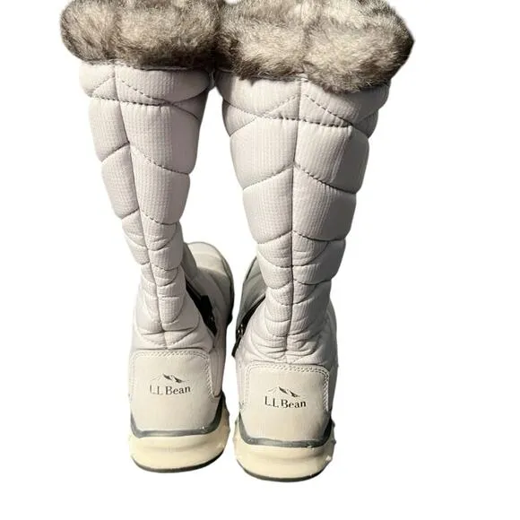 LL Bean Women's Snowfield Boots, Tall Insulated Sz 6 Gray