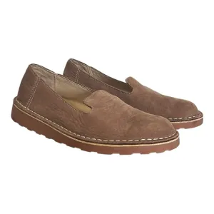 LL Bean Womens Tan Brown Stonington Nubuck Leather Slip-on Loafer Flats Size 7 M