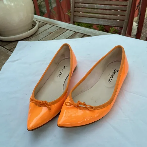 Lmtd Edtn Repetto Neon Patent Leather Orange/Coral Ballerina Flats EU 37 (6-6.5)