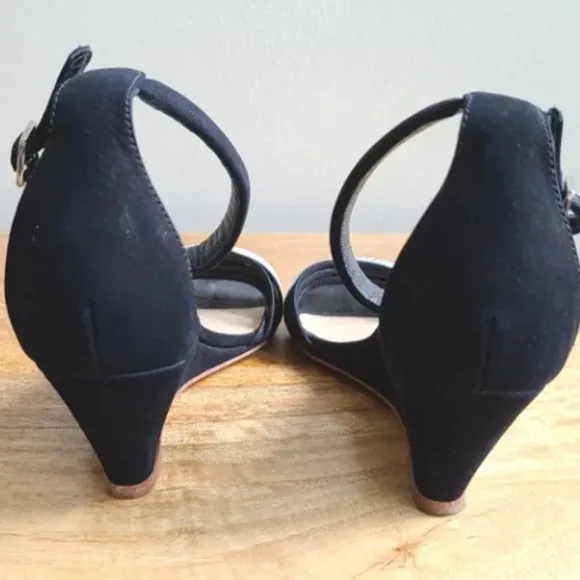 Loeffler Randall Black Addie Wedge Sandals | 6.5