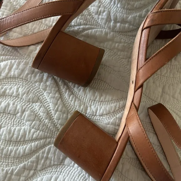 LOEFFLER RANDALL Brown Bow Leather Ankle Wrap Sandals