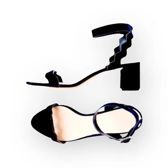 Loeffler Randall ミ Emi Wavy Ankle Wrap Strap Heel Sandals ミ Eclipse Suede ミ 7.5M