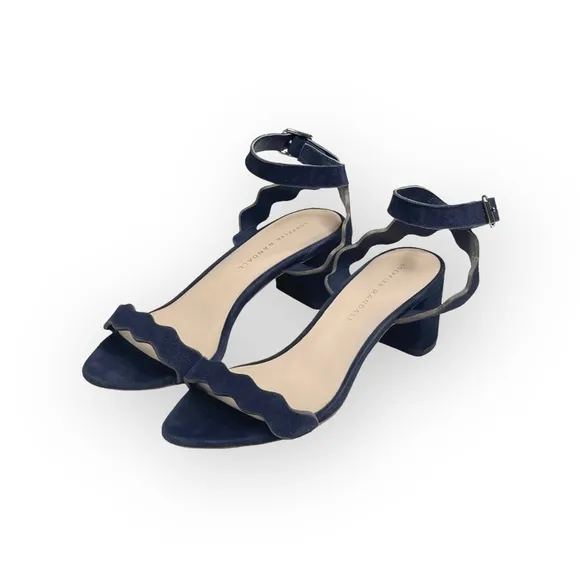 Loeffler Randall ミ Emi Wavy Ankle Wrap Strap Heel Sandals ミ Eclipse Suede ミ 7.5M