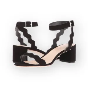 Loeffler Randall ミ Emi Wavy Ankle Wrap Strap Heel Sandals ミ Eclipse Suede ミ 7.5M