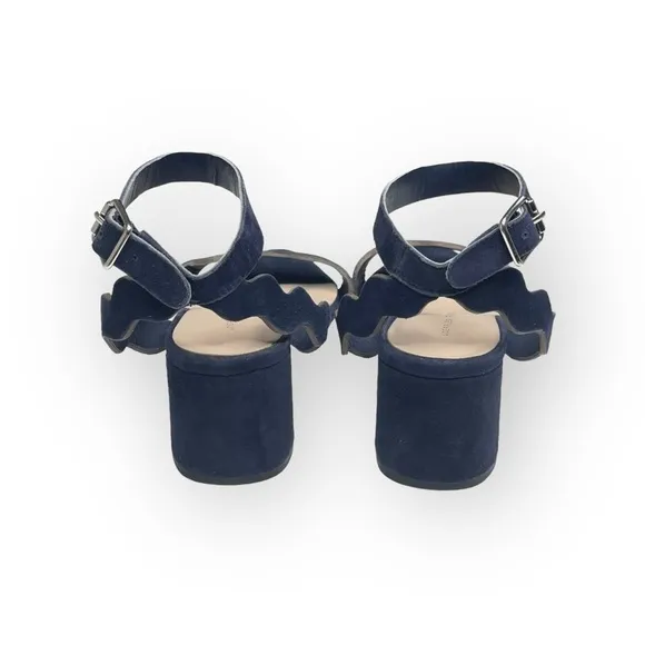 Loeffler Randall ミ Emi Wavy Ankle Wrap Strap Heel Sandals ミ Eclipse Suede ミ 7.5M