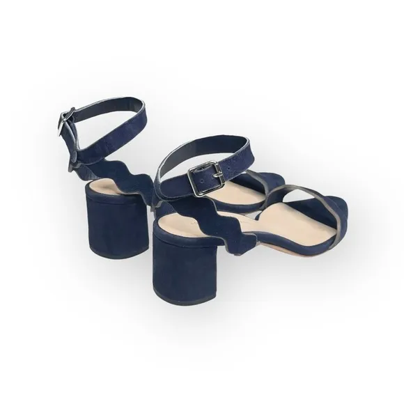Loeffler Randall ミ Emi Wavy Ankle Wrap Strap Heel Sandals ミ Eclipse Suede ミ 7.5M