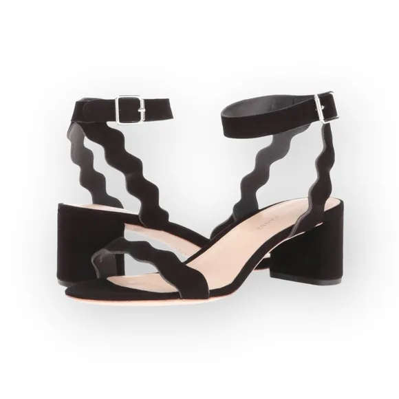 Loeffler Randall ミ Emi Wavy Ankle Wrap Strap Heel Sandals ミ Eclipse Suede ミ 7.5M