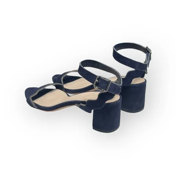 Loeffler Randall ミ Emi Wavy Ankle Wrap Strap Heel Sandals ミ Eclipse Suede ミ 7.5M