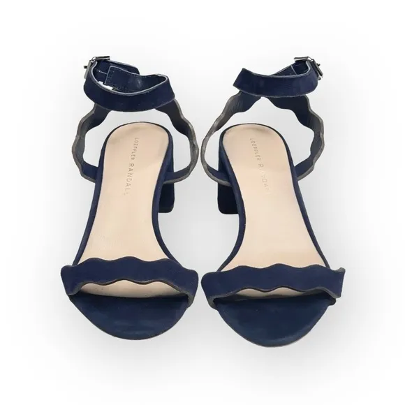 Loeffler Randall ミ Emi Wavy Ankle Wrap Strap Heel Sandals ミ Eclipse Suede ミ 7.5M