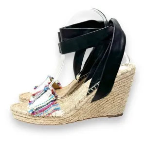 LOEFFLER RANDALL Harper Jute Striped Espadrille Wedge Sandals Women’s Size 7.5 B