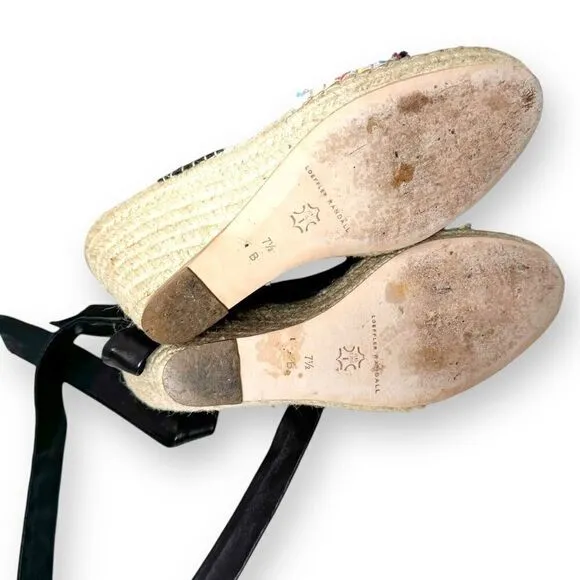 LOEFFLER RANDALL Harper Jute Striped Espadrille Wedge Sandals Women’s Size 7.5 B