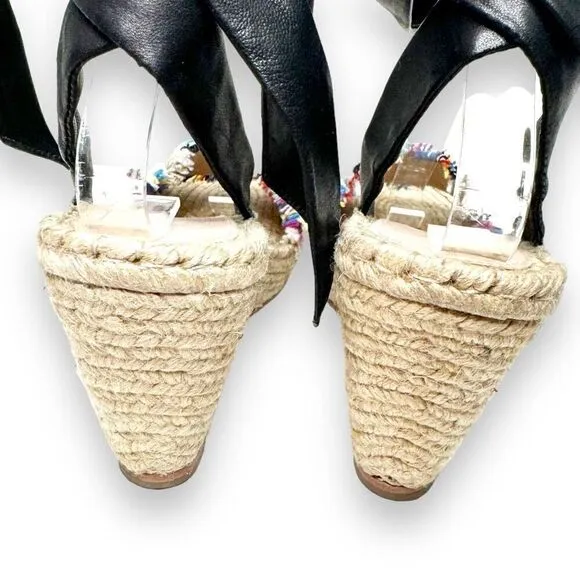 LOEFFLER RANDALL Harper Jute Striped Espadrille Wedge Sandals Women’s Size 7.5 B