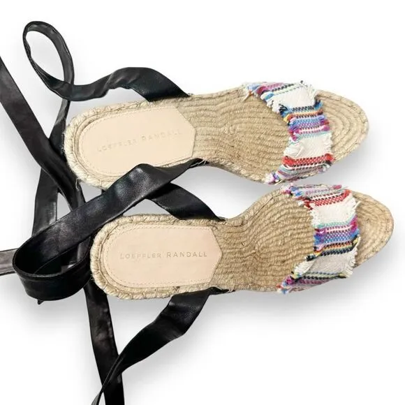 LOEFFLER RANDALL Harper Jute Striped Espadrille Wedge Sandals Women’s Size 7.5 B